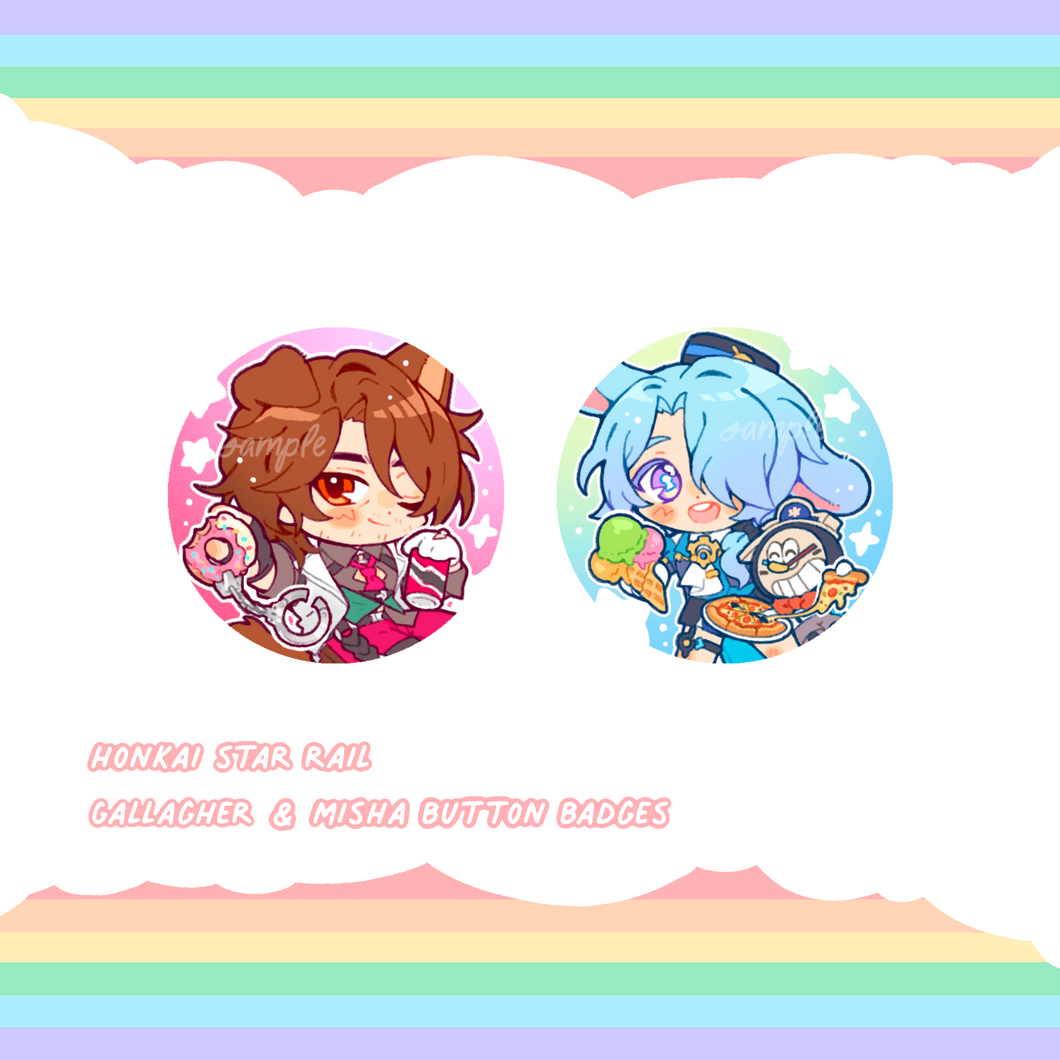 ☆ Honkai Star Rail Gallagher & Misha Button Badges ☆