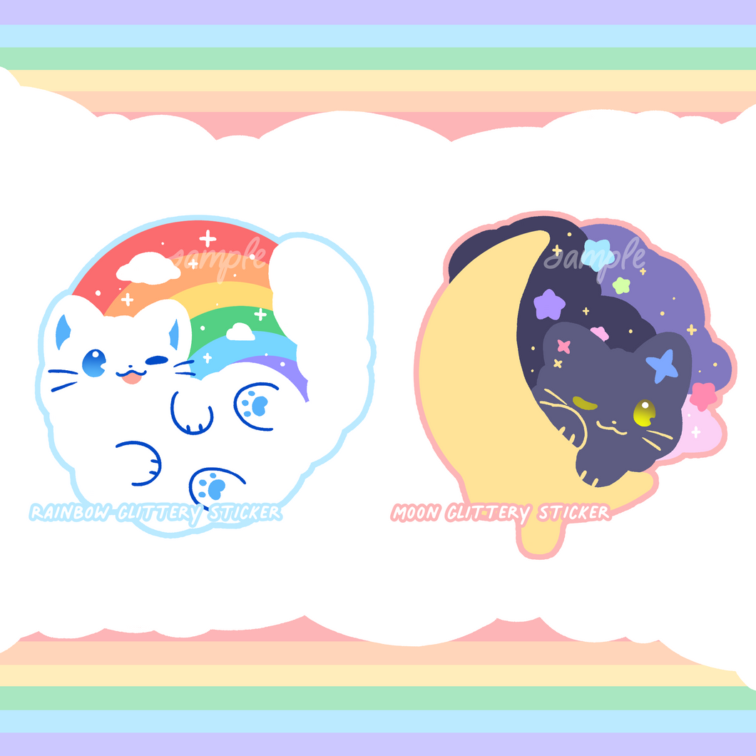 ☆ Cloud Cat Glittery Stickers☆