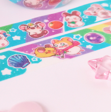 Load image into Gallery viewer, ☆ Hamtaro Rainbow Rescue Glittery / Gold Foil Washi Tape ☆
