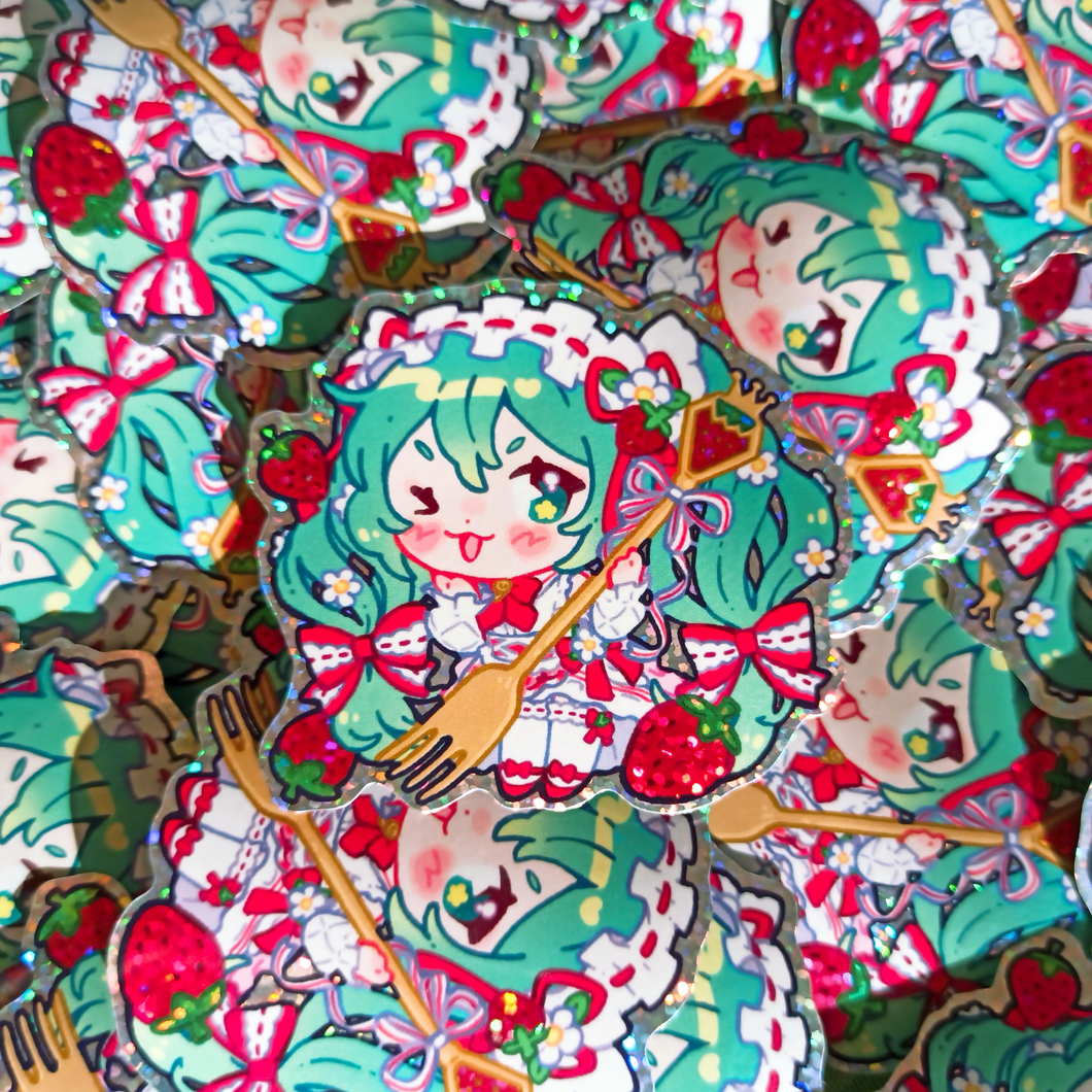 ☆ Strawberry Miku Holo Sticker ☆